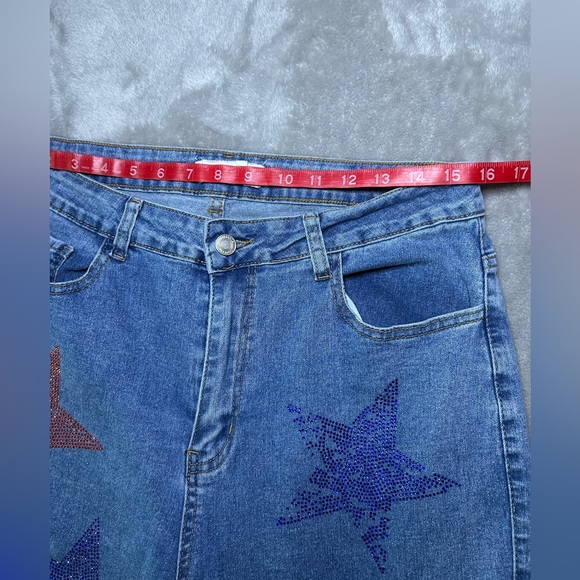 Y2K Star Rhinestone Cargo Jogger Jeans LIC Lizette Collection Size 13 - Picture 12 of 16